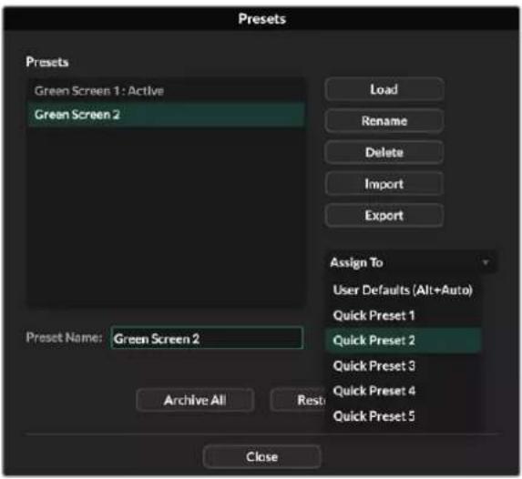 Blackmagic Design Ultimatte 12 - Assigning presets - 1