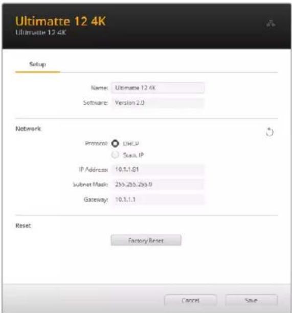 Blackmagic Design Ultimatte 12 - Págrina Setup - 1