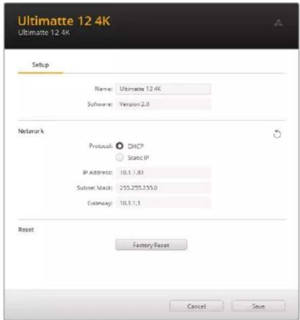 Blackmagic Design Ultimatte 12 - 设置IP地址 - 1