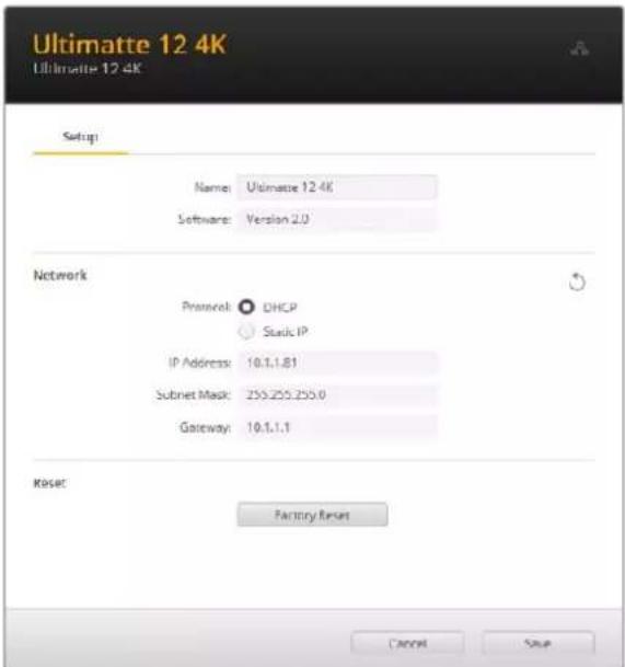 Blackmagic Design Ultimatte 12 - Setup Page - 1