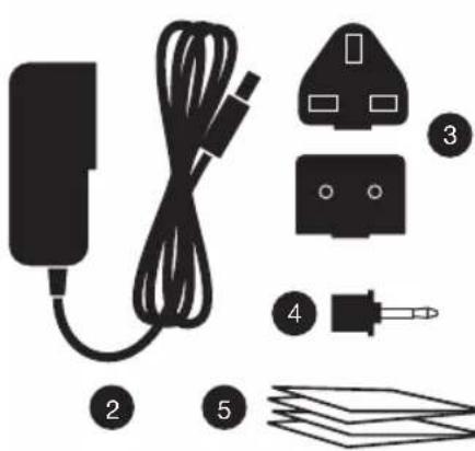 Diagram showing components of an electric shock absorber with labeled parts including power adapter, socket, plug, and plug plug.