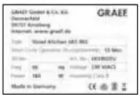 GRAE7 Graft & Co. KG DenmarkHolding SWEIST Anschlag Intermatt: www.graft.de Type: Mixed Kitchen (M3) MGC High Level (Gesamt-Muscle-Verreit): 13 Mos. M3 Max: 400 Kg (WENKOSY) Peng: 50 mg (200 gm) (30 VAC) Power: 160 W (Anschlag) (Top 2) Made in Germany: CE
