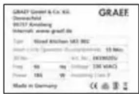 GRAEY GmbH & Co. KG. Domeinfeld 90157 Kaimlerg Internal: www.graef.de Type: Wood Kitchen 183-183 Student: 124 (Student Development) 15 Mo. 20 Mo. Frag: 50 mg (Institute) [20 WACC] Power: 150 V Made in Germany