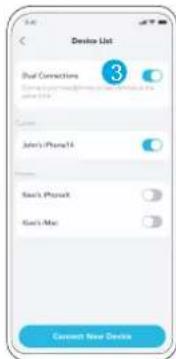 Device List Dual Connections 3 John's iPhone14 SaaS iPhone8 Kan's Mac Connect New Device
