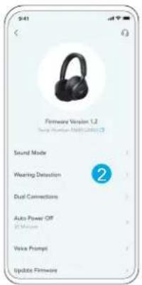 641 Firmware Version 1.2 Sound Mode Wearing Detection Dual Connections Auto Power Off Voice Prompt Update Firmware