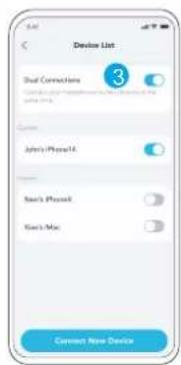 Device List Dual Connections 3 John's iPhone4 Next iPhone8 Next Mac Control New Device