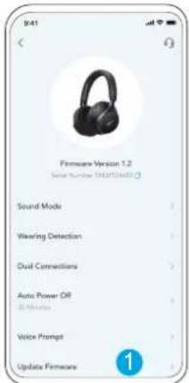 9:41 Firmware Version 1.2 New Number SMART/AVID Sound Mode Viewing Detection Dual Connections Auto Power Off Voice Prompt Update Firmware