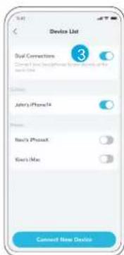 Device List Dual Connections 3 Current I have 20% of the device on the user list. John's iPhone4 Next iPhoneX Next Mac Connect New Device