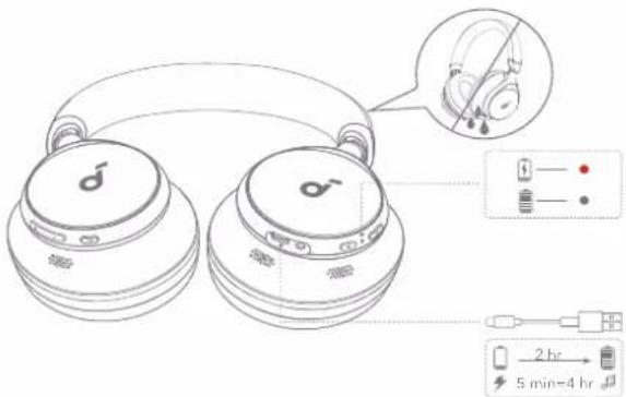 Diagram showing two audio headphones connected to a device with time and duration annotations