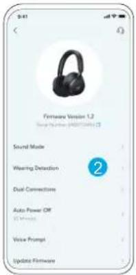 Firmware Version 1.2 Sound Music (AUDIO) (3) Sound Music Wearing Detection Dual Connections Auto-Power Off Voice Prompt Update Firmware
