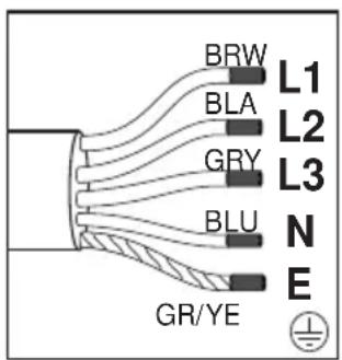 BRW L1 BLA L2 GRY L3 BLU N E GR/YE