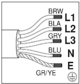 BRW L1 BLA L2 GRY L3 BLU N E GR/YE