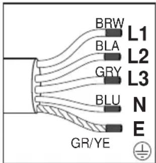 BRW L1 BLA L2 GRY L3 BLU N E GR/YE