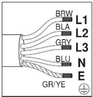 BRW L1 BLA L2 GRY L3 BLU N E GR/YE