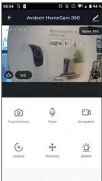 Avidsen HomeCam 360 HD Copia d'Arcari Parler Ensignisher Lecture Direcici Alarme