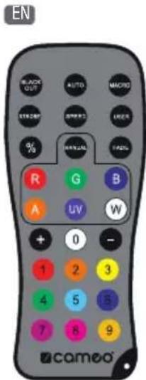 Cameo ZENIT P 130 - IR REMOTE CONTROL / IR FERNBEDIENUNG / TÉLÉCOMMANDE INFRAROUGE / MANDO A DISTANCIA POR INFRARROJOS / PILOT NA PODCZERWIEN / TELECOMANDO A INFRAROSSI - 1
