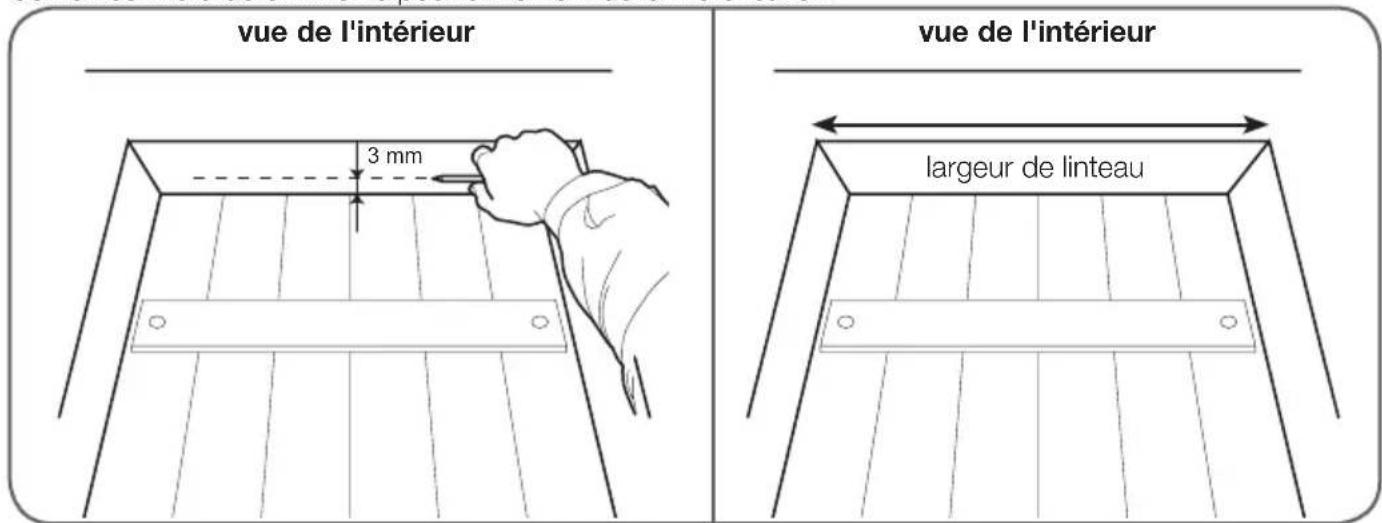vue de l'intérieur 3 mm vue de l'intérieur largeur de linteau