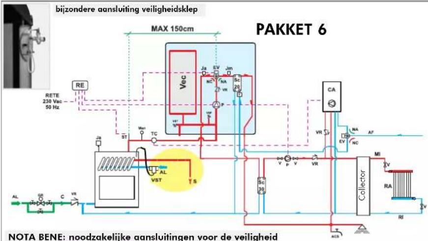 EDILKAMIN ACQUATONDO - VOORBEELD VAN EEN HYDRAULISCHE INSTALLATIE VOOR INBOUWHAARD MET PRODUCTIE VAN WARM TAPWATER+WANDKETEL MET GEBRUIK VAN PAKKET N3 - 4