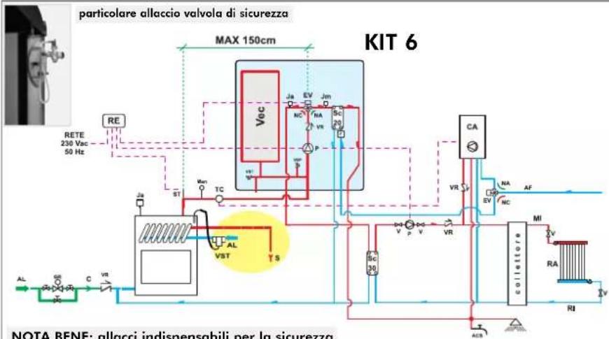 EDILKAMIN ACQUATONDO - ESEMPIO DI IMPIANTO IDRAULICO PER TERMOCAMINETTO CON PRODUZIONE DI ACQUA CALDA SANITARIA CON UTILIZZO DI KIT 6 - 1