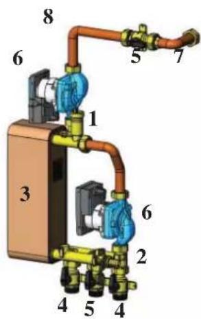 EDILKAMIN AQUAMAXI 28 - EJEMPLO DE INSTALACIÓN HIDRÁULICA PARA TERMOCHIMENEA A VASO ABIERTO COMBINADA CON CALDERA DE GAS. PRODUCCIÓN DE AGUA CALIENTE SANITARIA MEDIANTE SERPENTÍN. - 2