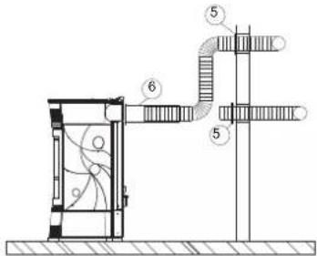 EDILKAMIN FANTASY - N.B.: LES TUYAUX DOIVENT ETRE ENFILES SUR LES RACCORDS DE SORTIE D'AIR CHAUD AVANT D'APPLIQUER LE REVETEMENT ET APRES AVOIR DEMONTE LE COTE LATERAL SUPERIEUR EN FONTE. LA PARTIE INITIALE DU TUYAU FLEXIBLE DOIT ETRE "ETENDUE" COMPLETEMENT DE MANIERE A ELIMINER LE PLISSEMENT; DE CETTE MANIERE LE DIAMETRE INTERNE S'ELARGIRA SENSIBLEMENT CE QUI FAVORISERA L'ENTREE. - 11