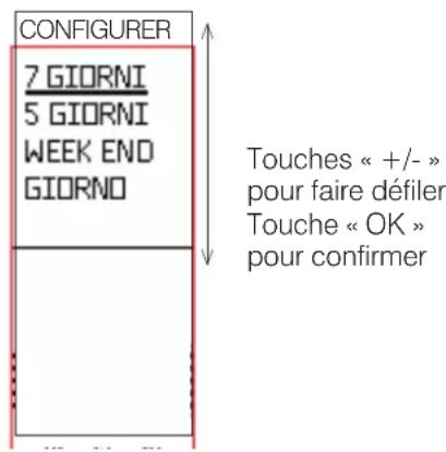 EDILKAMIN MYA Air Tight C - Pour associer l'une des trois températures à une plage horaire (« CONFIGURER » sur l'écran), depuis Chrono, appuyer sur la touche « OK ». La page-écran suivante apparaît. - 2