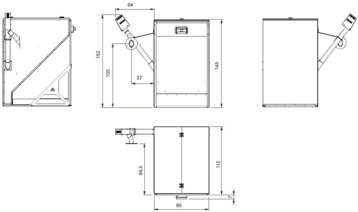 EDILKAMIN SERBATOIO 500 Kg - N.B.: PRODUCTO QUE INSTALAR EN ESPACIO CUBIERTO O EN AMBIENTE SIN HUMEDAD PARA EVITAR ANOMALÍAS AL EQUIPO ELÉCTRICO Y A LA INTEGRIDAD DEL PELLET - 1