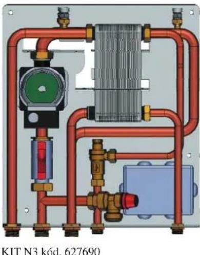 EDILKAMIN H2OCEANO - ESEMPIO DI IMPIANTO IDRAULICO PER TERMOCAMINETTO CON PRODUZIONE DI ACQUA CALDA SANITARIA + CALDAIA MURALE CON UTILIZZO DI KIT N3 - 4