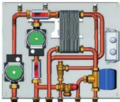 EDILKAMIN H2OCEANO - ESEMPIO DI IMPIANTO IDRAULICO PER TERMOCAMINETTO CON PRODUZIONE DI ACQUA CALDA SANITARIA + CALDAIA MURALE CON UTILIZZO DI KIT N3 BIS - 4