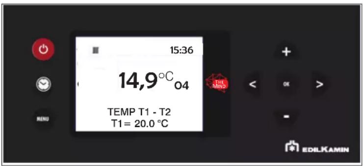 EDILKAMIN GORA2 SLIM UP - - TEMP. PROG. CHRONO RÉGLAGE TEMPÉRATURE POUR LE PROG.CHRONO T1 - T2 - 1