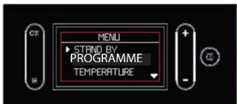 MENU ► STAND BY PROGRAMME TEMPERATURE