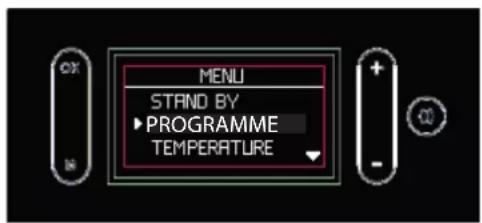 MENU STAND BY PROGRAMME TEMPERATURE