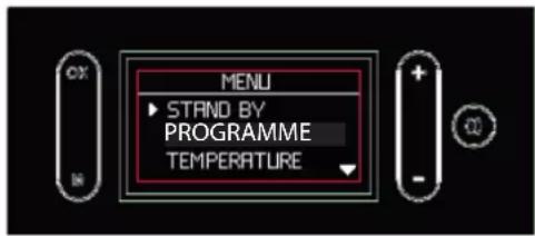MENU ► STAND BY PROGRAMME TEMPERATURE