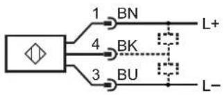 graph TD A["Component 1"] -->|BN| B["L+"] A -->|BK| C["Ground"] A -->|BU| D["L-"] A -->|3| E["Ground"] A -->|4| F["Ground"]