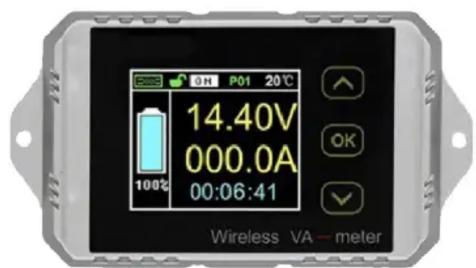 14.40V 000.0A 00:06:41 100% OK Wireless VA—meter