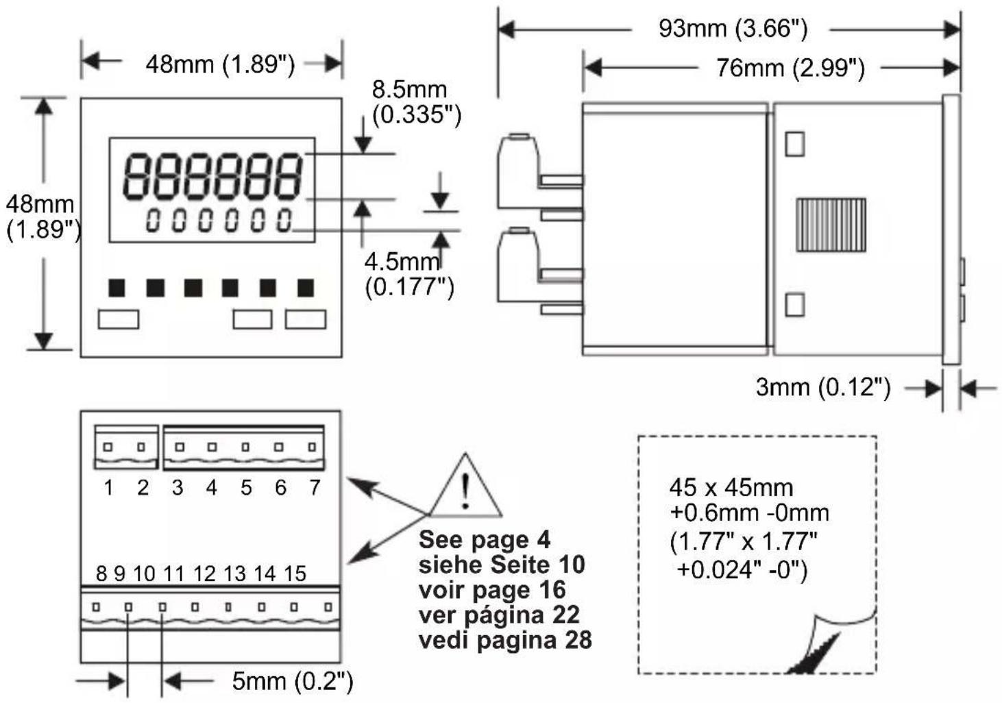 Trumeter 7932 - Dimensions, Abmessungen, Dimensiones, Dimensioni - 1