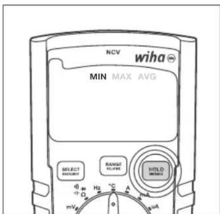 Wiha 45215 - Wechseln zwischen den Funktionen MIN, MAX und AVG - 1