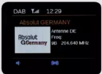 DAB 12:29 Absolut GERMANY Absolut ©Germany Antenne DE Freq: 9B 204.640 MHz