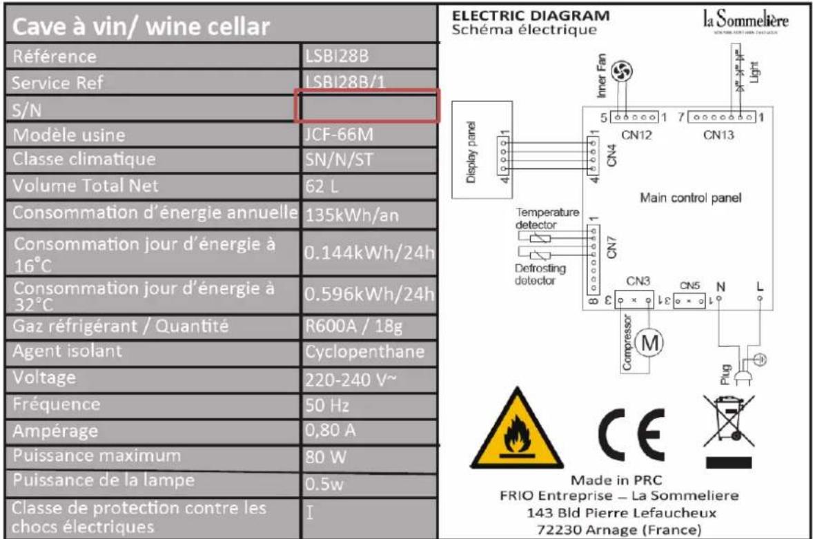 LA SOMMELIERE LSBI36BDZ - TECHNICAL DATA - 1