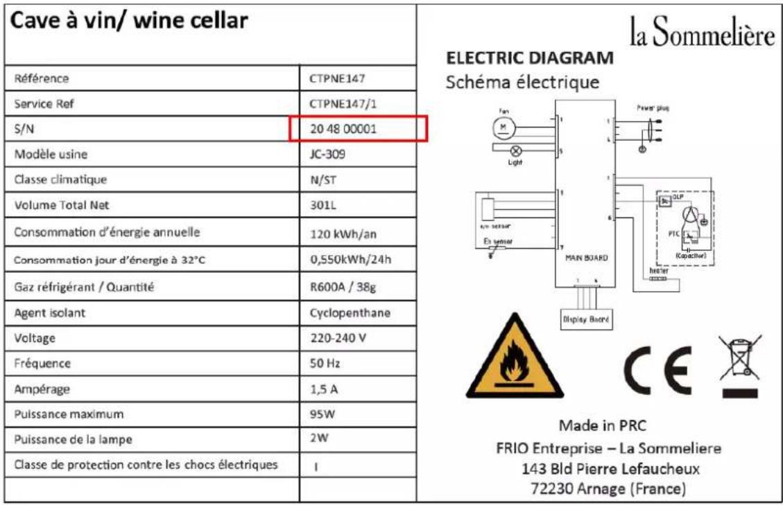 LA SOMMELIERE CTVNE147 - TECHNICAL DATA - 1