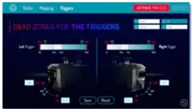 Socks Moping Triggers DEAD ZONES FOR THE TRIGGERS Left Trigger Right Trigger Save Reset