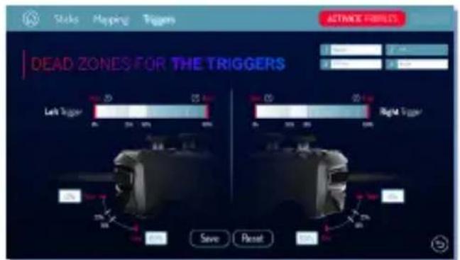 Slacks Mapping Triggers DEAD ZONES FOR THE TRIGGERS Left Trigger Right Trigger Save Reset