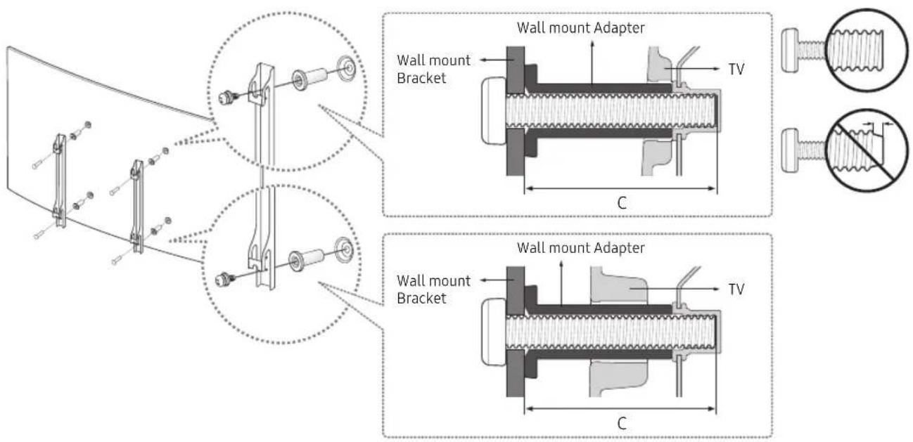 SAMSUNG UA43KU7500W - Mounting the TV on a wall - 2