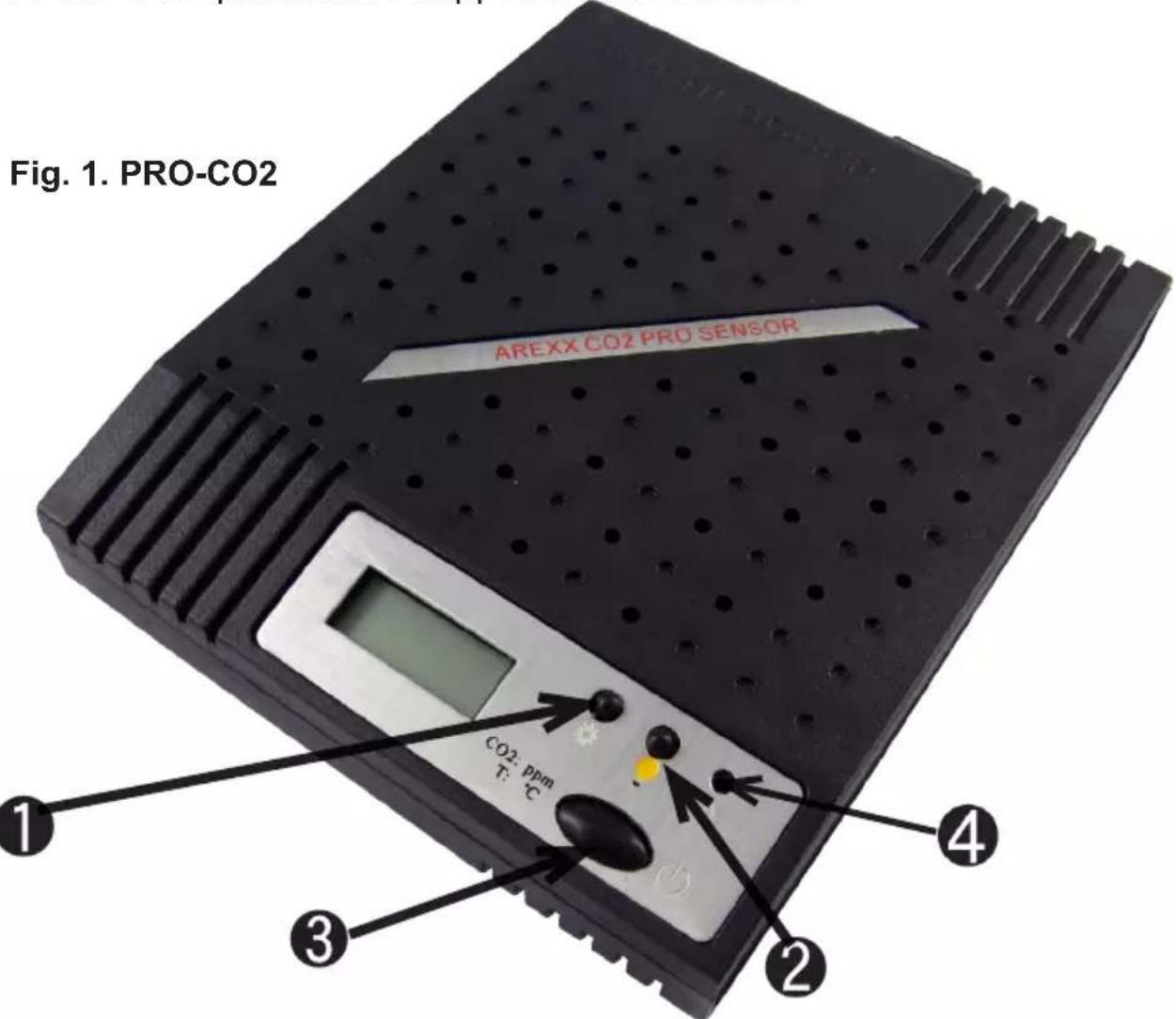 Fig. 1. PRO-CO2 AREXX CO2 PRO SENSOR CO2: ppm T: °C ① ② ③ ④