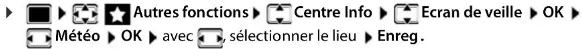Autres fonctions Centre Info Ecran de veille OK Météo OK avec, sélectionner le lieu Enreg.