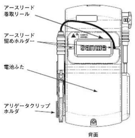 アースリード 巻取リール アースリード 留めホルダー 電池ふた アリゲータクリップ ホルダ 背面