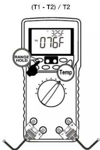 (T1 - T2) / T2 325F 076F 14h RANGE HOLD Temp