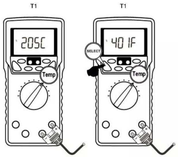 T1 205C Temp T1 40 1F SELECT Temp