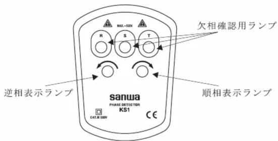 MAX-520V 欠相確認用ランプ R S T 逆相表示ランプ sanwa PHASE DETECTOR KS1 順相表示ランプ CAT.R 520V CE