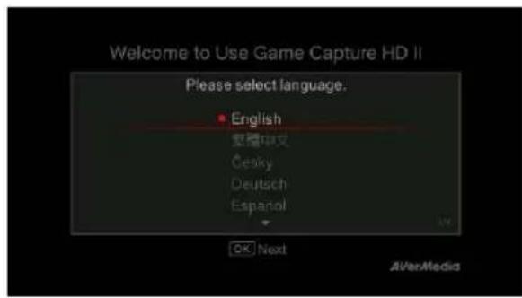 AVERMEDIA Live Streamer MIC 350 - Fase 1 Impostazione della lingua - 1